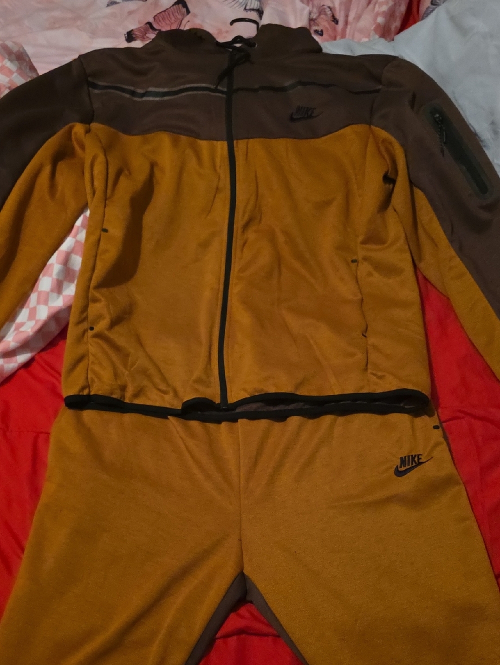 Nike Brown & Mustard Two-Tone Zip Tracksuit